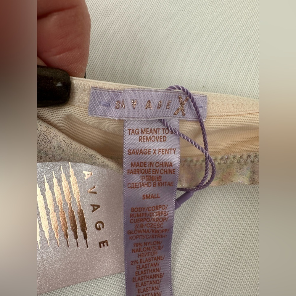 Savage x Fenty Caged Lace Front Closure Bralette Iridescent Small - Picture 3 of 7